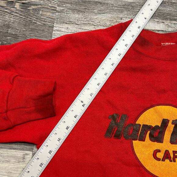 Vintage 90s Hard Rock Cafe Los Angeles Red Mens Small Crewneck Sweatshirt USA‎ - Picture 6 of 10